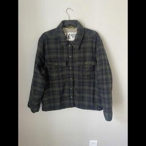 Marmot Mountain Works XL Green Plaid Button Down Fleece Lined Jacket XL